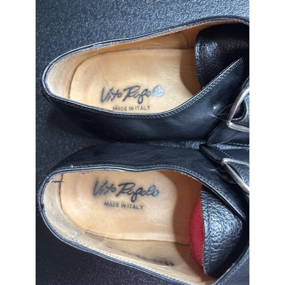 Vintage Vito Rufolo Men's Black Leather Imperial Loafers Cap Toe Monk Strap 10 - Picture 8 of 9